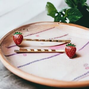 Enamel Strawberry Bobby Pins: Sweet Boho Accessories for Fun & Flirty Hairstyles